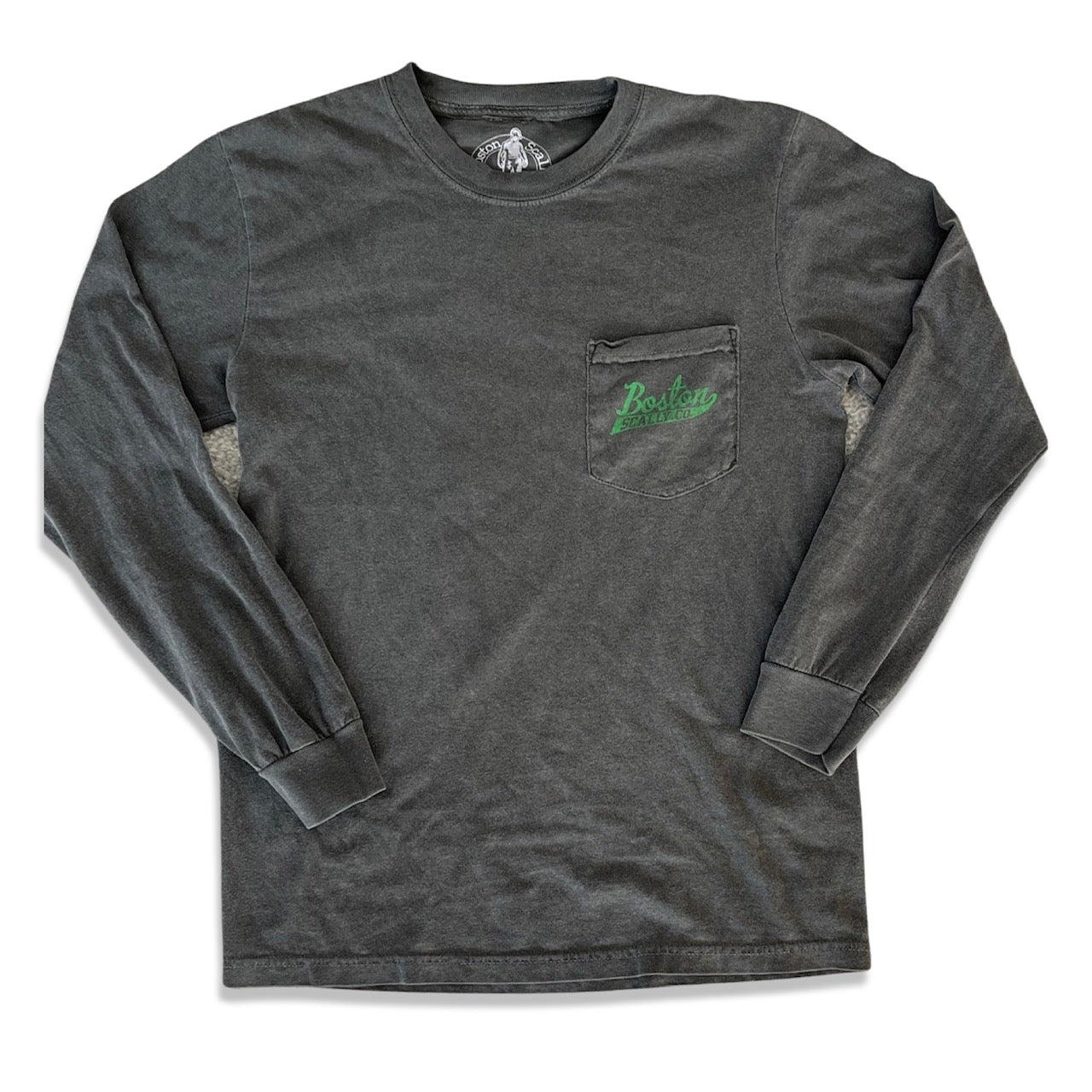 Boston Scally The Irish Rose Long Sleeve Pocket Tee T-Shirt - Vintage Black