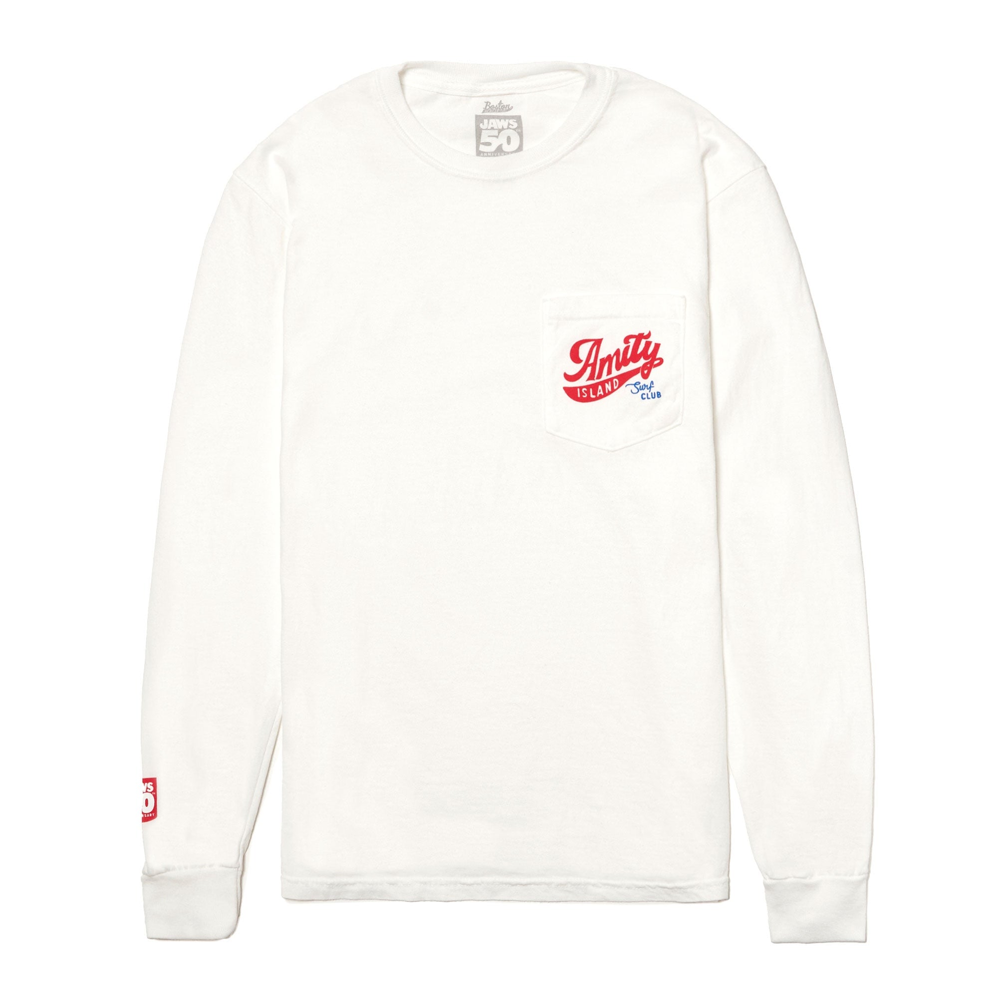 Boston Scally Jaws 50th Anniversary Long Sleeve Tee T-Shirt - White