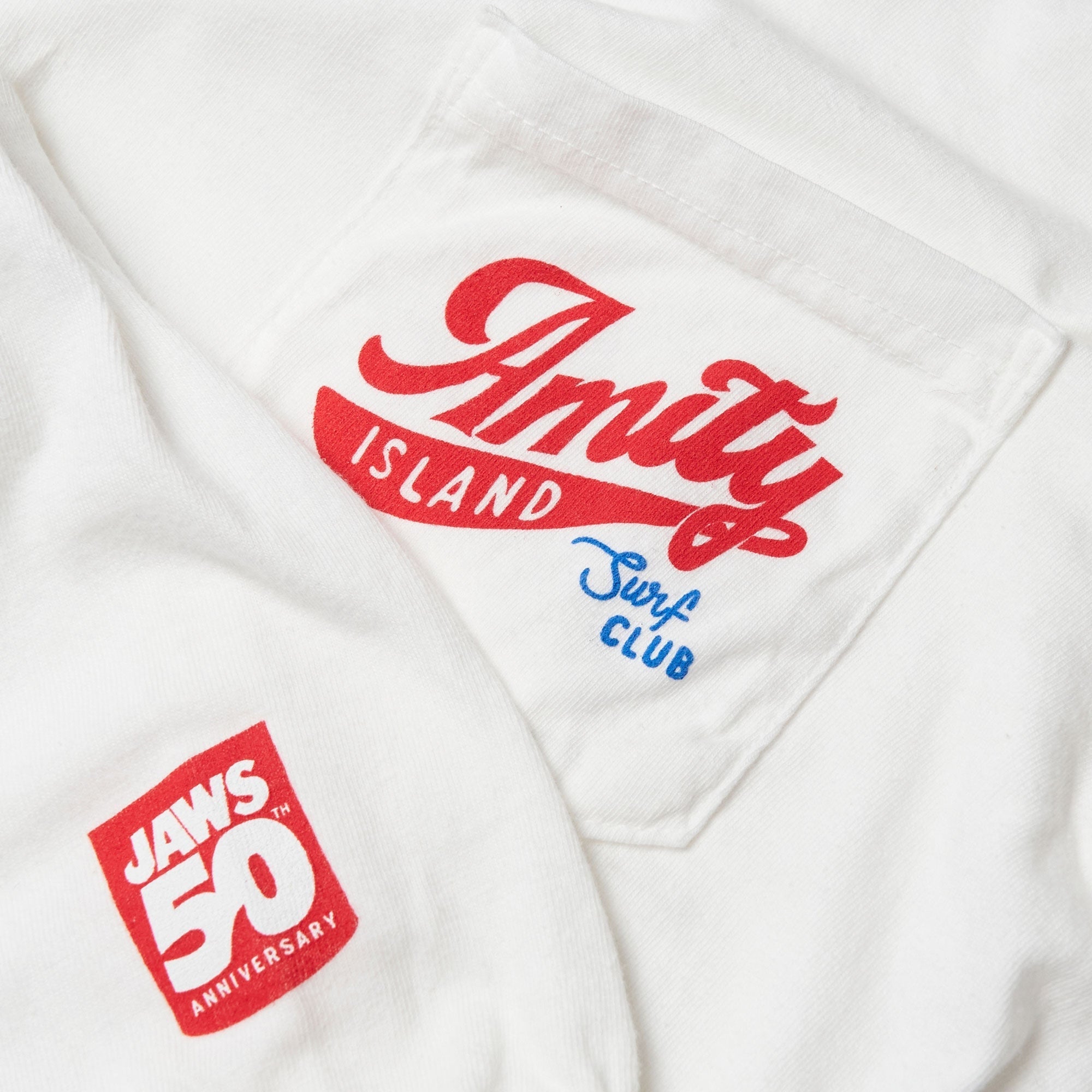 Boston Scally Jaws 50th Anniversary Long Sleeve Tee T-Shirt - White