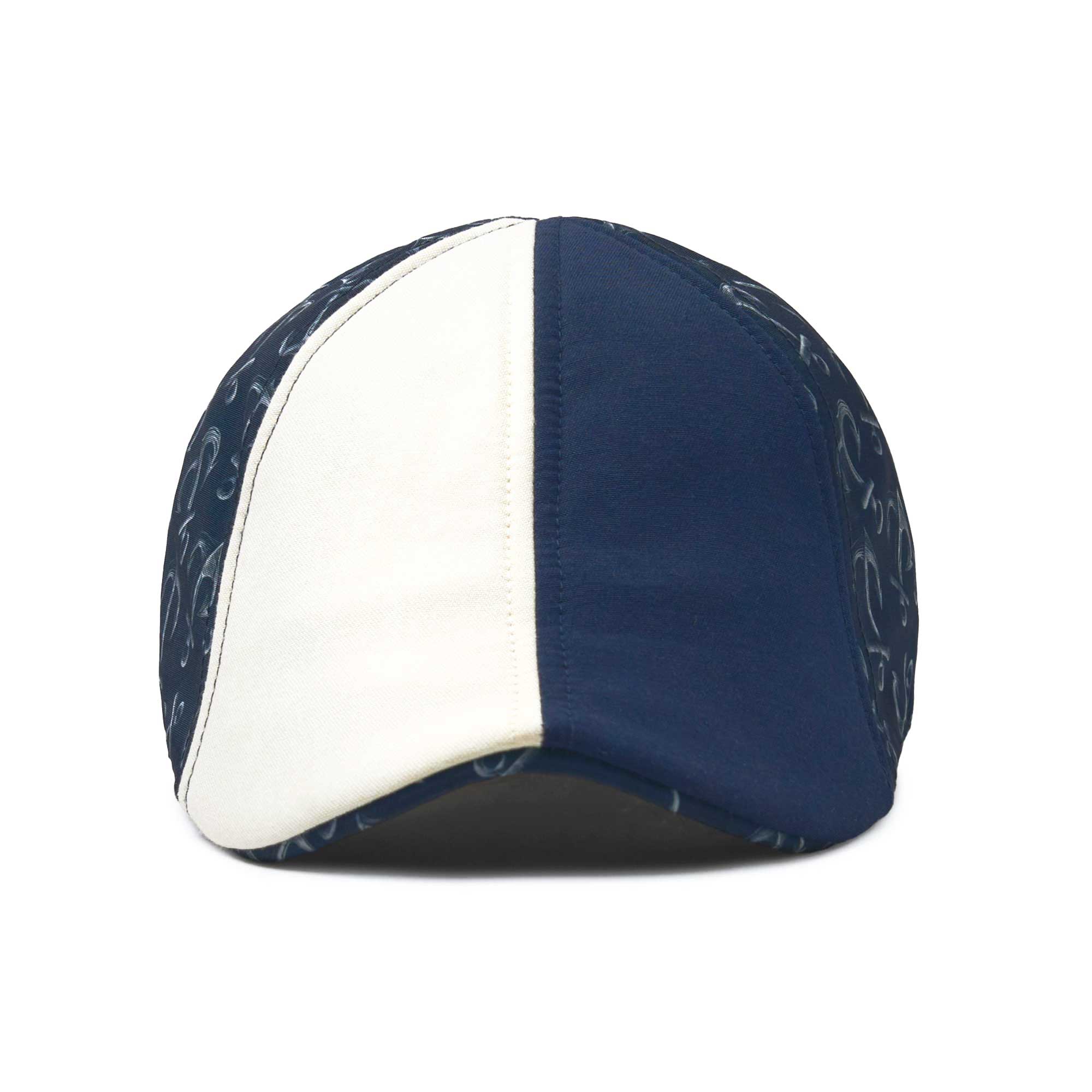 The Cape Codder Patchwork Boston Scally Cap - Marine Blue and White Sand