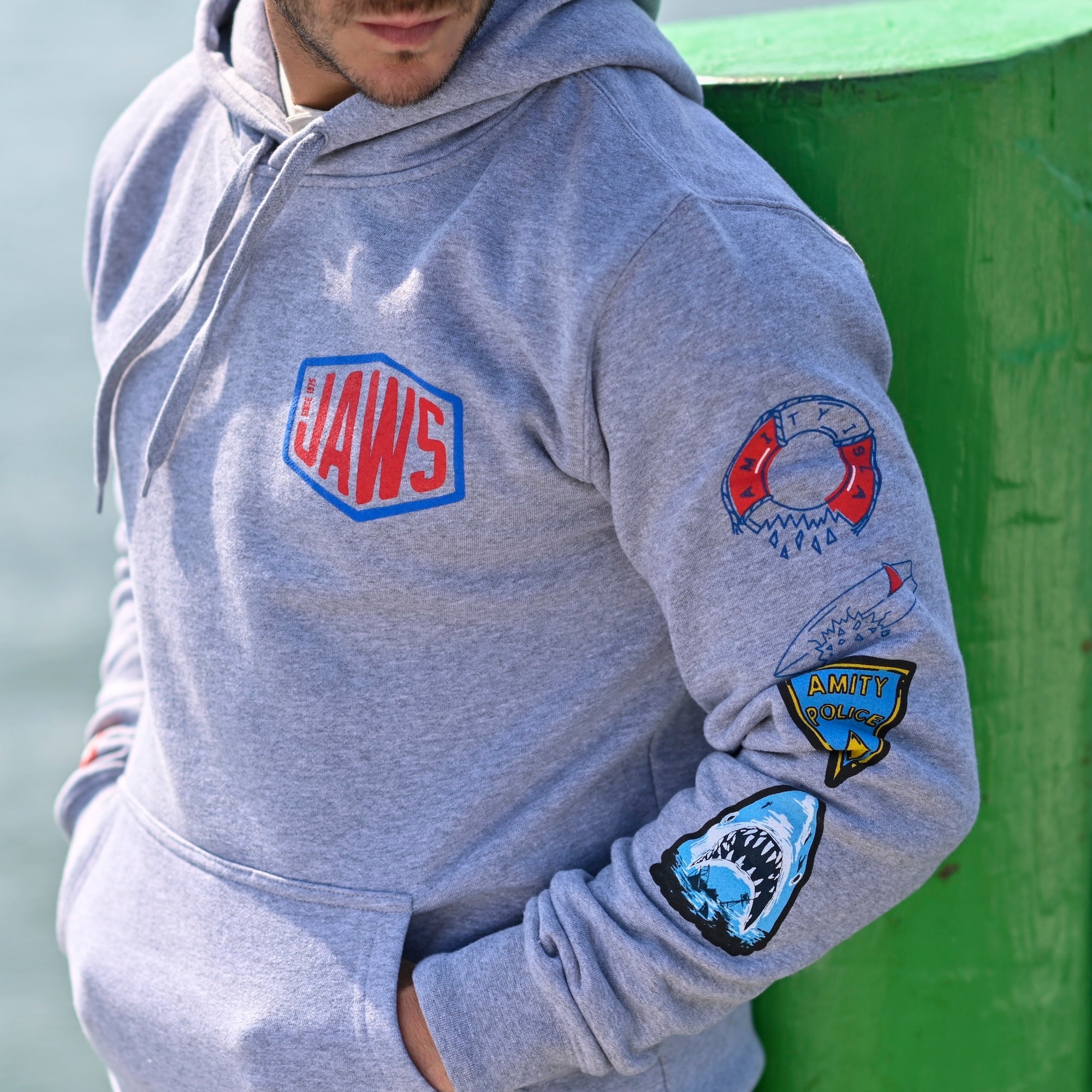 Boston Scally Jaws 50th Anniversary Hoodie - Grey