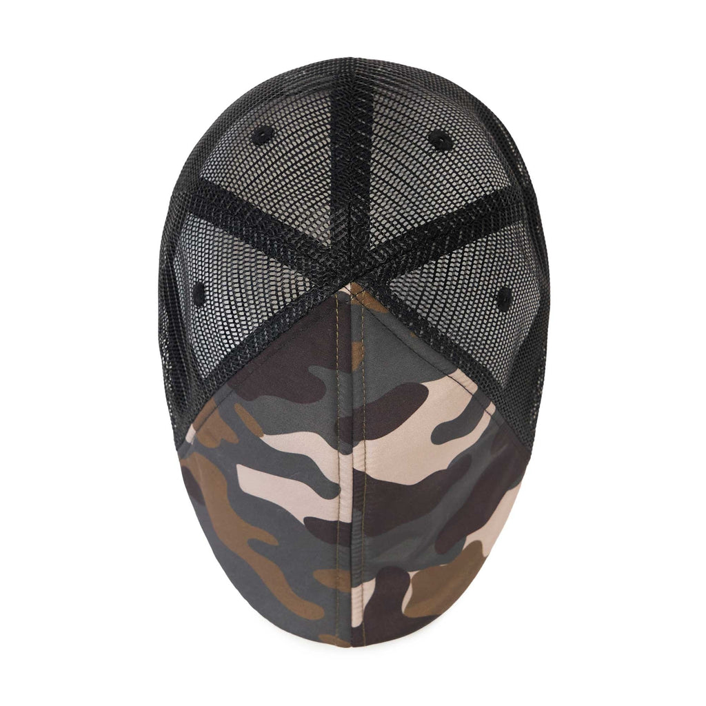 The Mesh Trucker Boston Scally Cap - Camo with Black