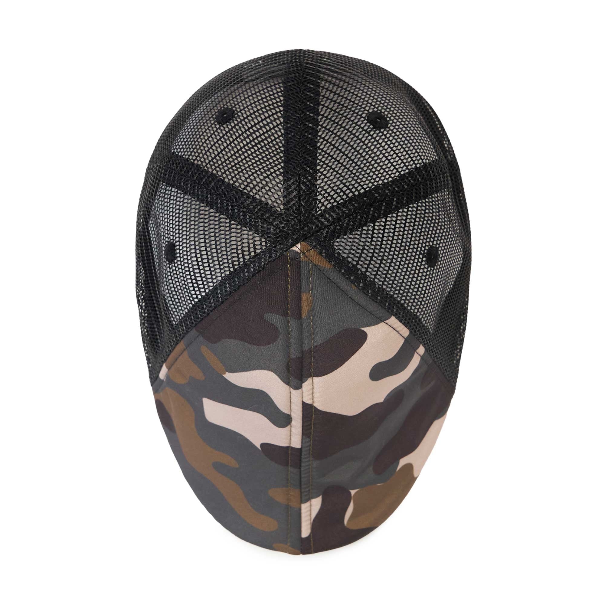 The Mesh Trucker Boston Scally Cap - Camo with Black
