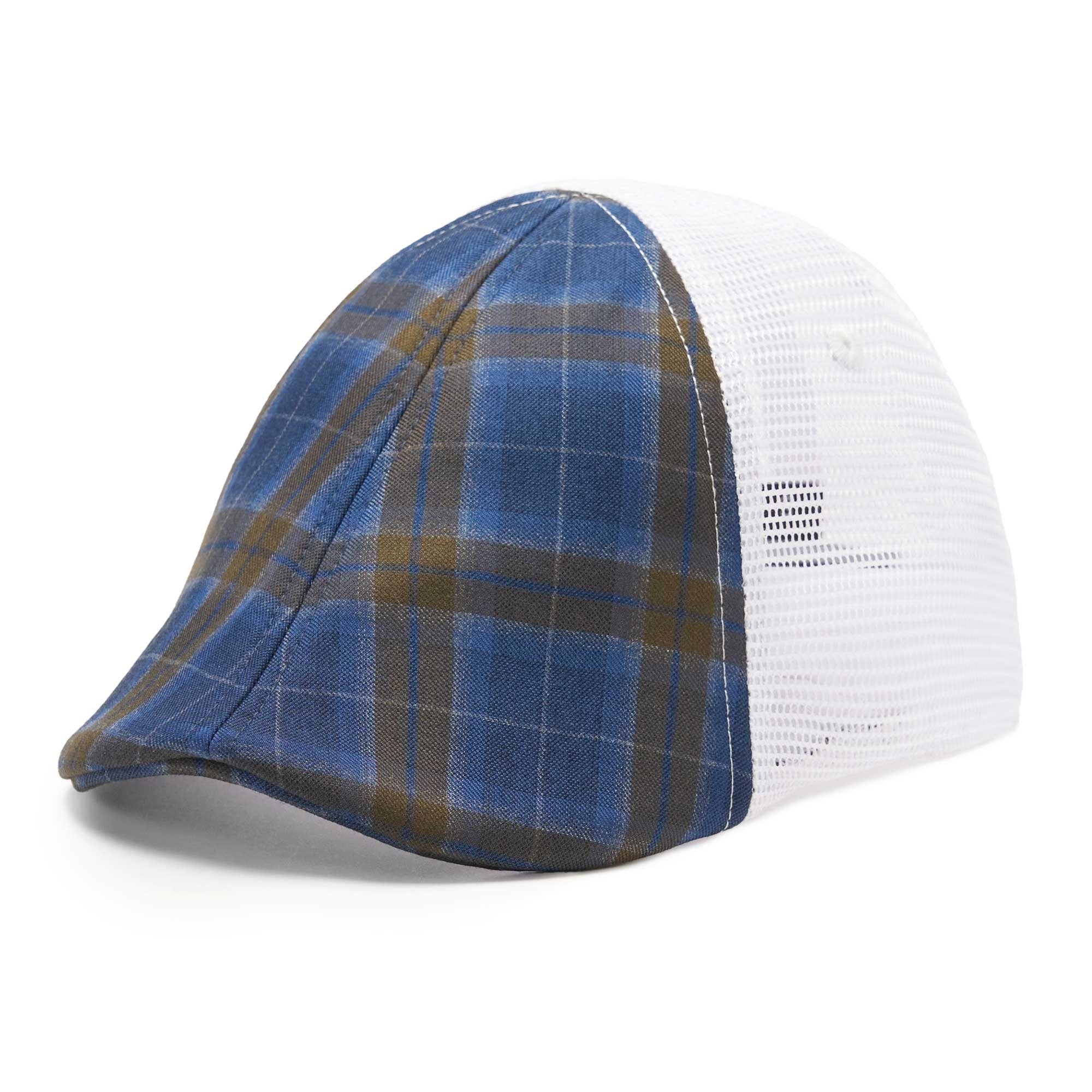 The Mesh Trucker Boston Scally Cap - Plaid with White