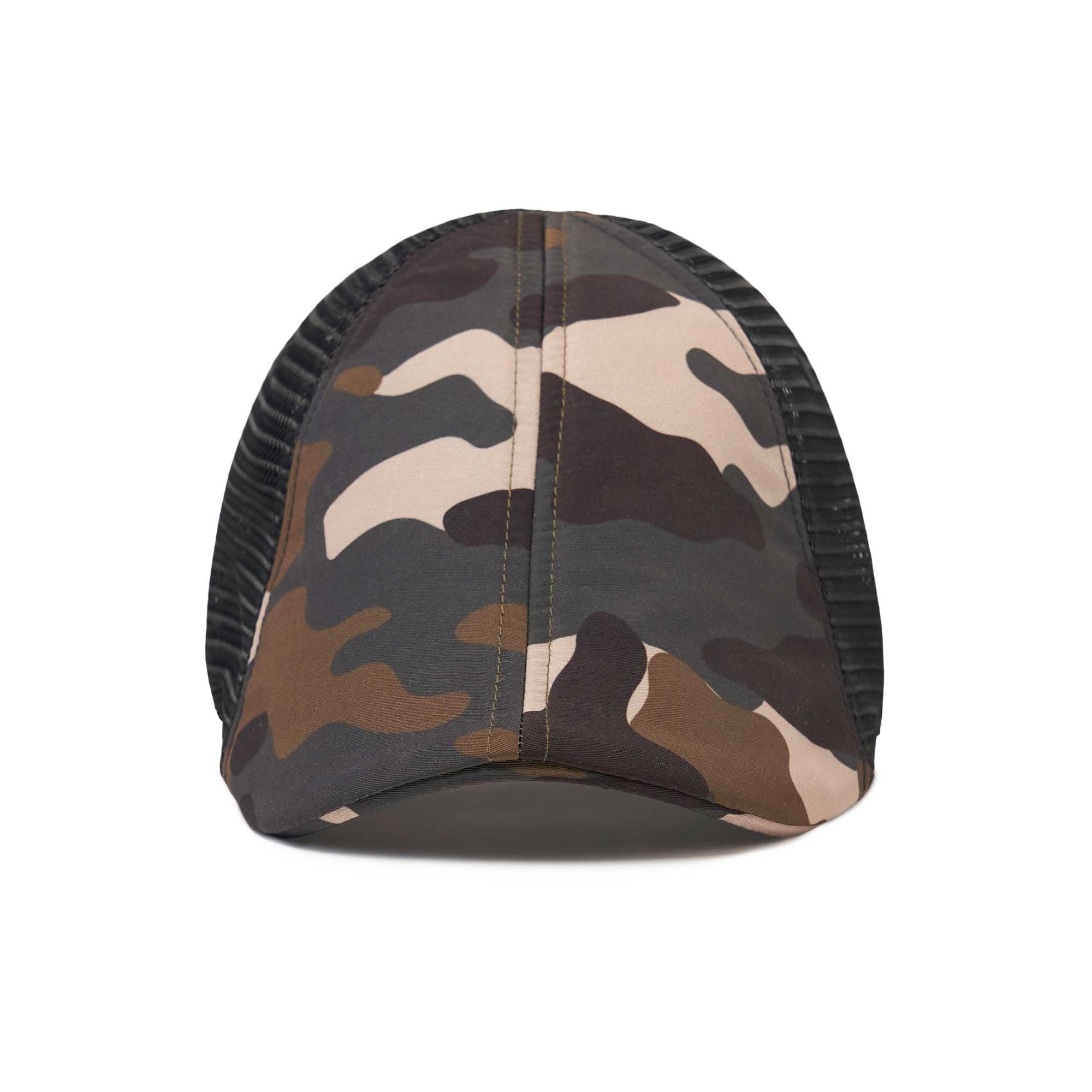 The Mesh Trucker Boston Scally Cap - Camo with Black