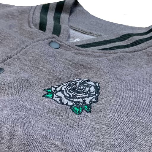 Boston Scally The Black Rose Varsity Jacket - Vintage Grey