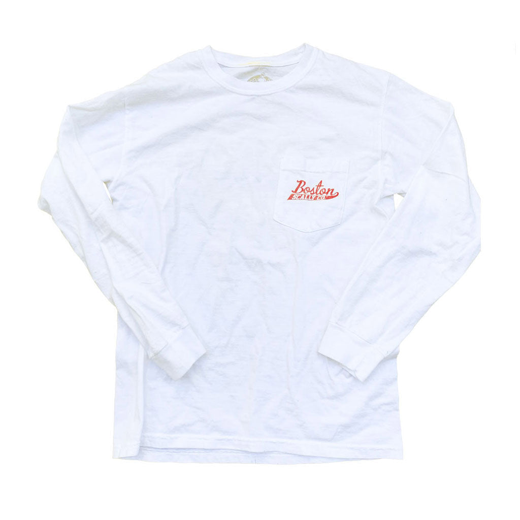 Boston Scally The Regina Pizzeria Long Sleeve Pocket Tee T-Shirt - White