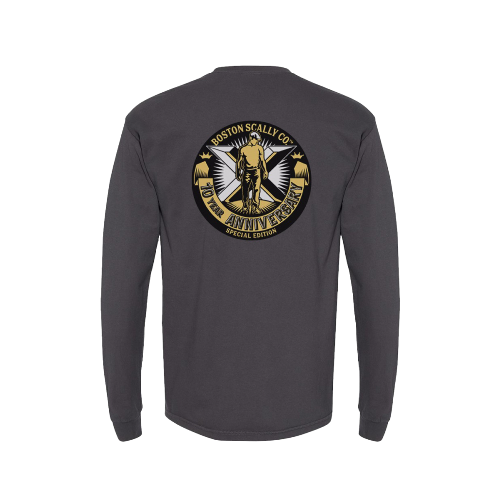 Boston Scally The 10-Year Anniversary Long Sleeve Pocket Tee T-Shirt - Black
