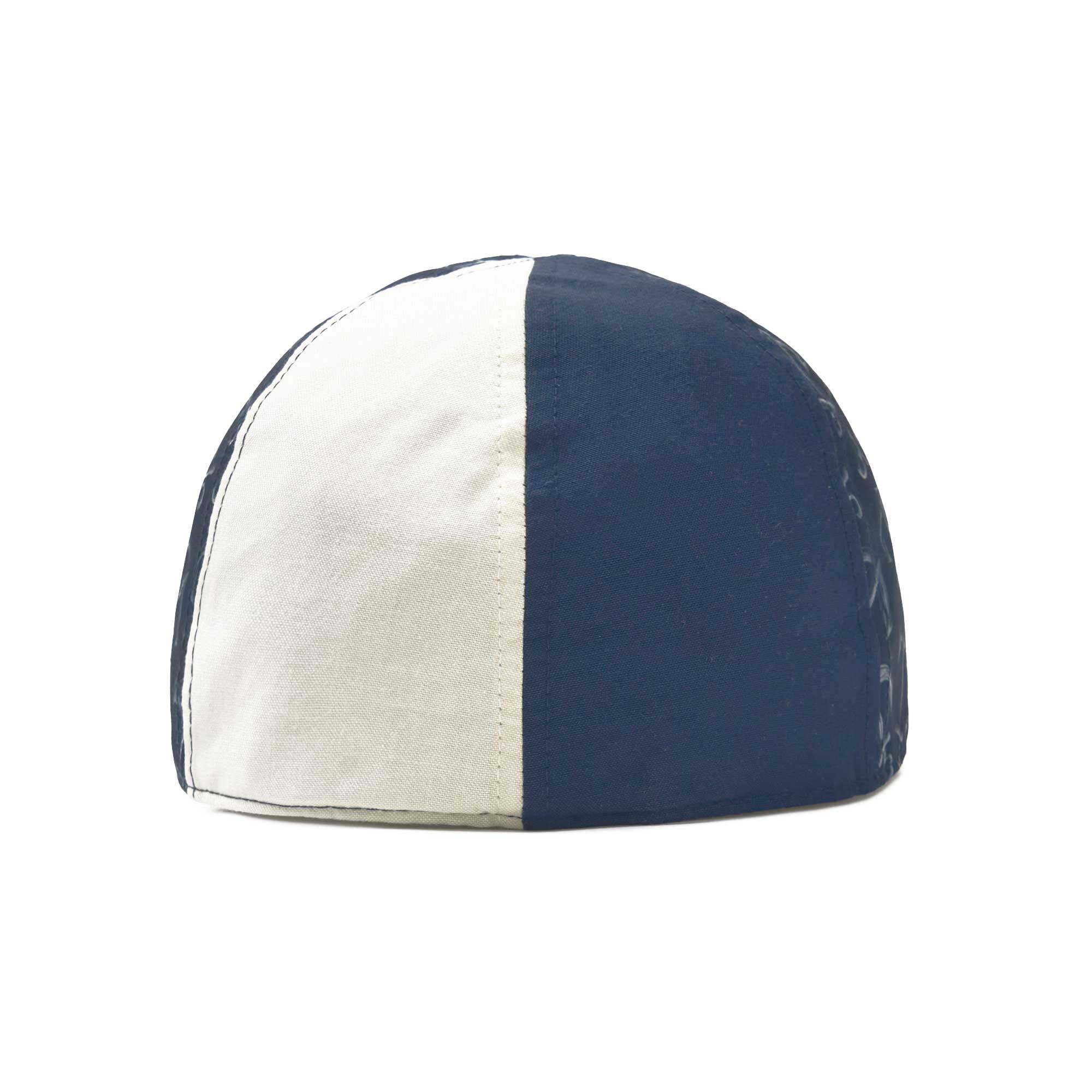 The Cape Codder Patchwork Boston Scally Cap - Marine Blue and White Sand