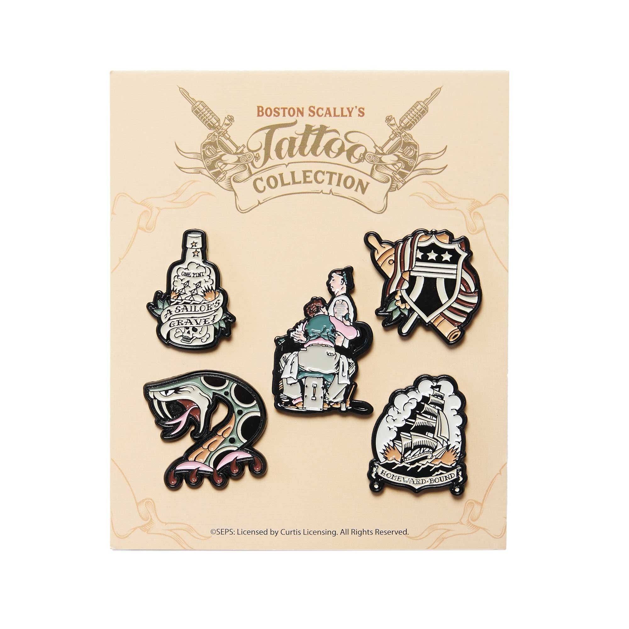 Boston Scally The 'Tattoo Artist' Cap Pin Set