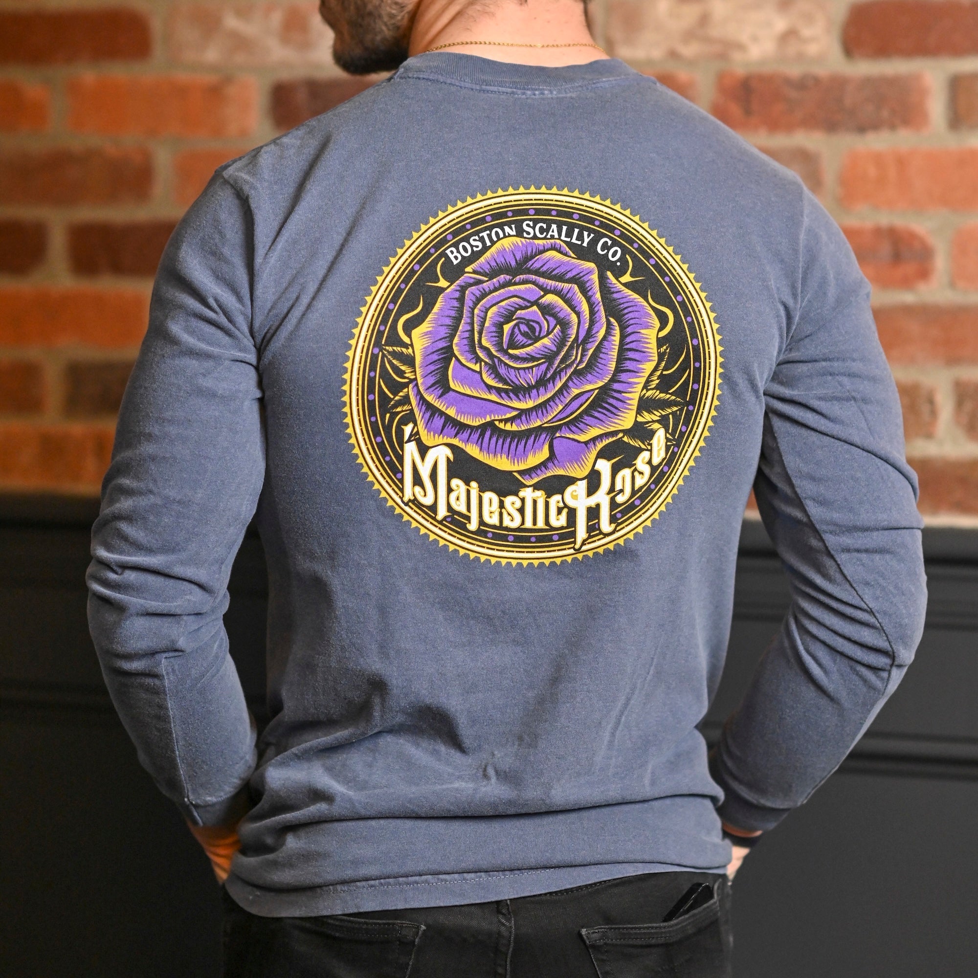 Boston Scally The Majestic Rose Long Sleeve Tee T-Shirt - Vintage Plum