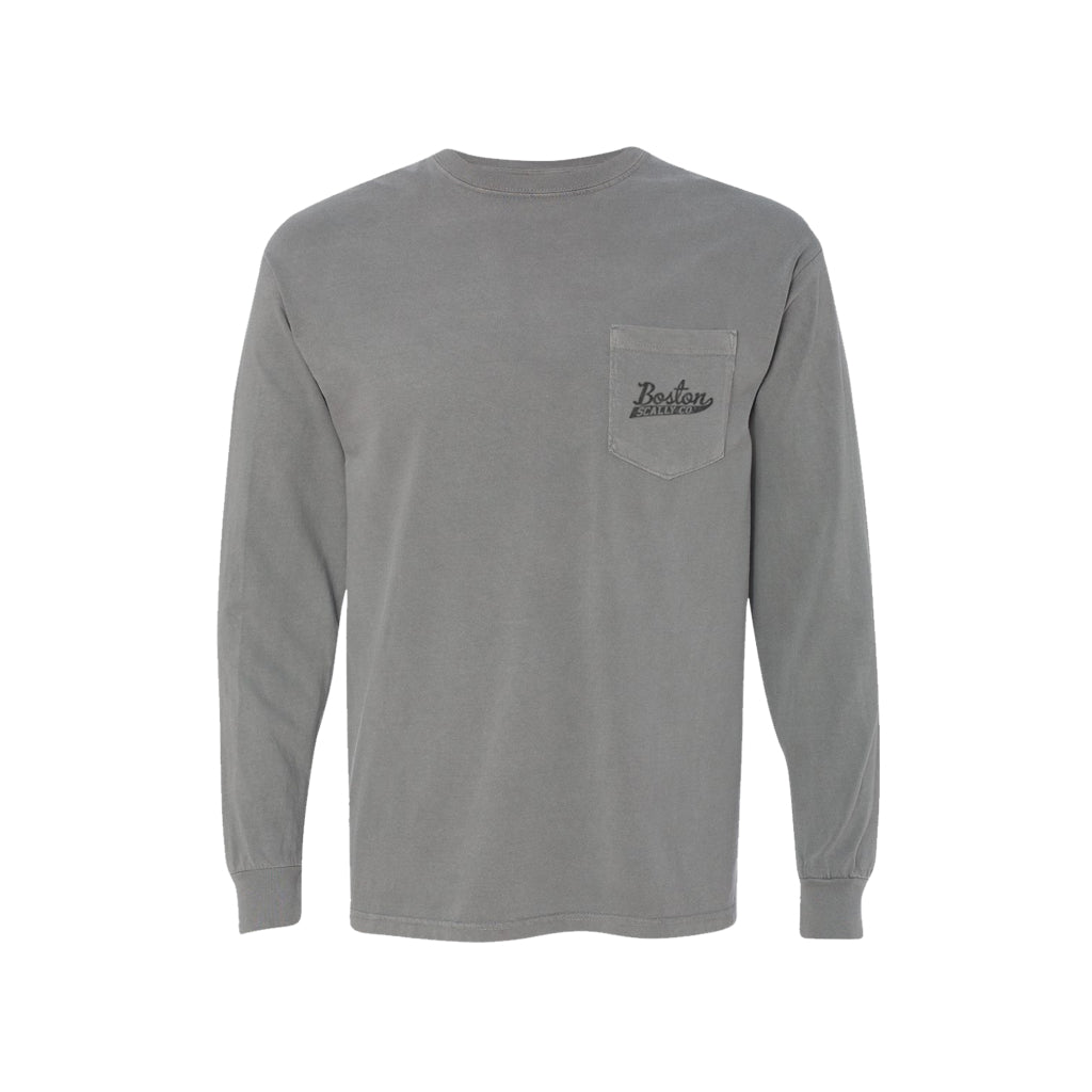 Boston Scally The 11 Year Anniversary Long Sleeve Pocket Tee T-Shirt - Grey