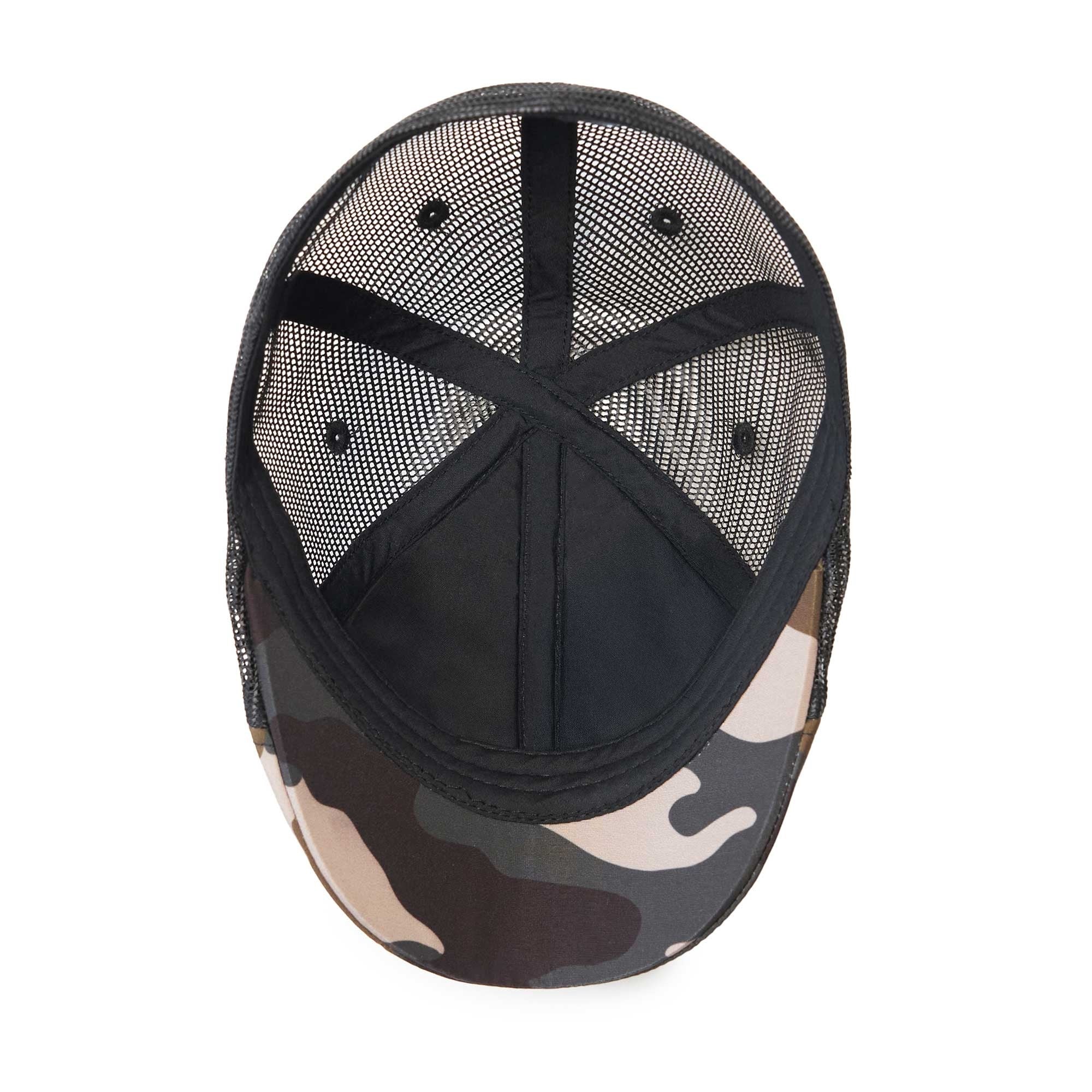 The Mesh Trucker Boston Scally Cap - Camo with Black